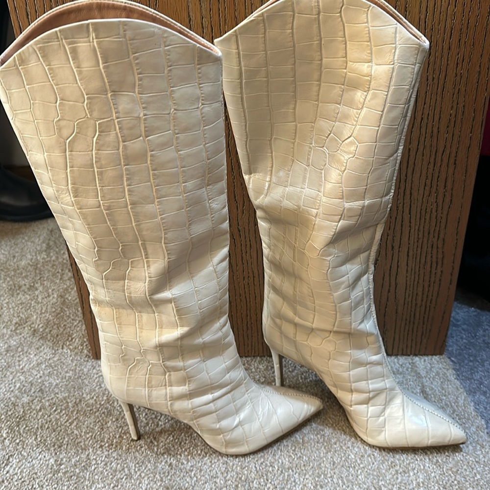 Schutz Shoes - Maryana Crocodile-Embossed Leather Boot